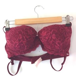 PINK Maroon Balconette Convertible Bra
